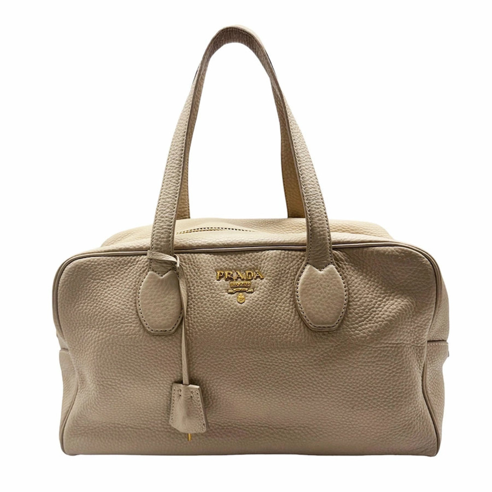Prada Vitello Daino Bauletto Bag grained leather Beige Pink